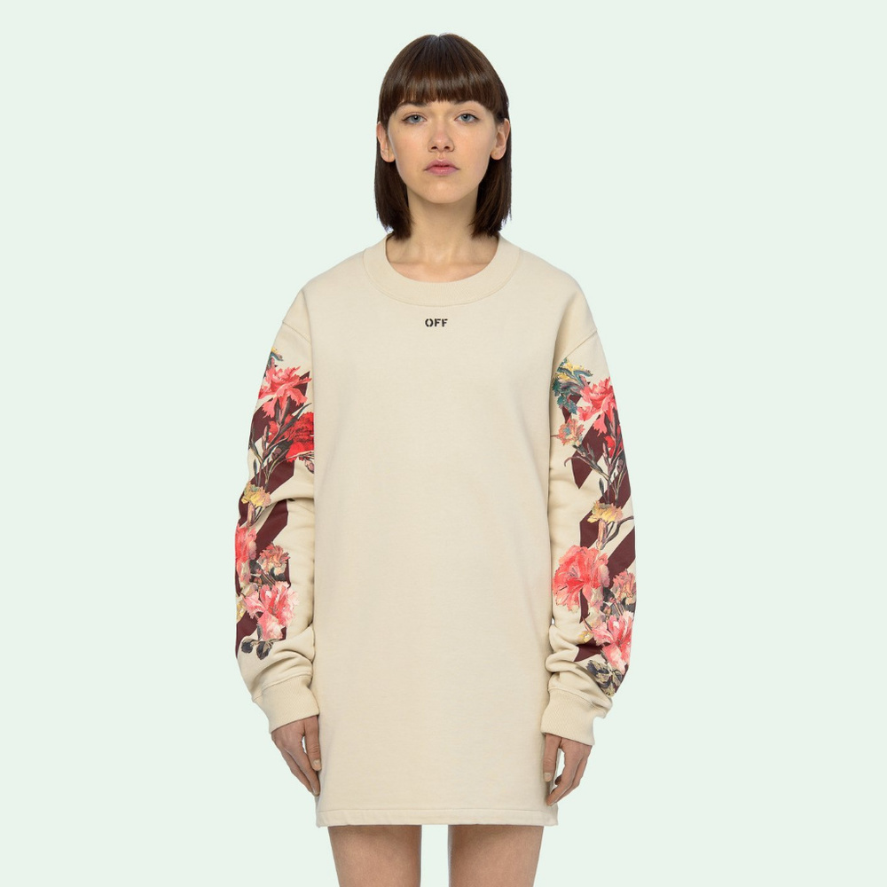 Off-White Flowers Carryover Sweatshirt Dress
